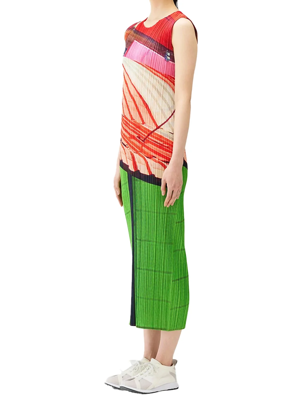 Issey Miyake Pleats Please Dress Red/Green - Image 3