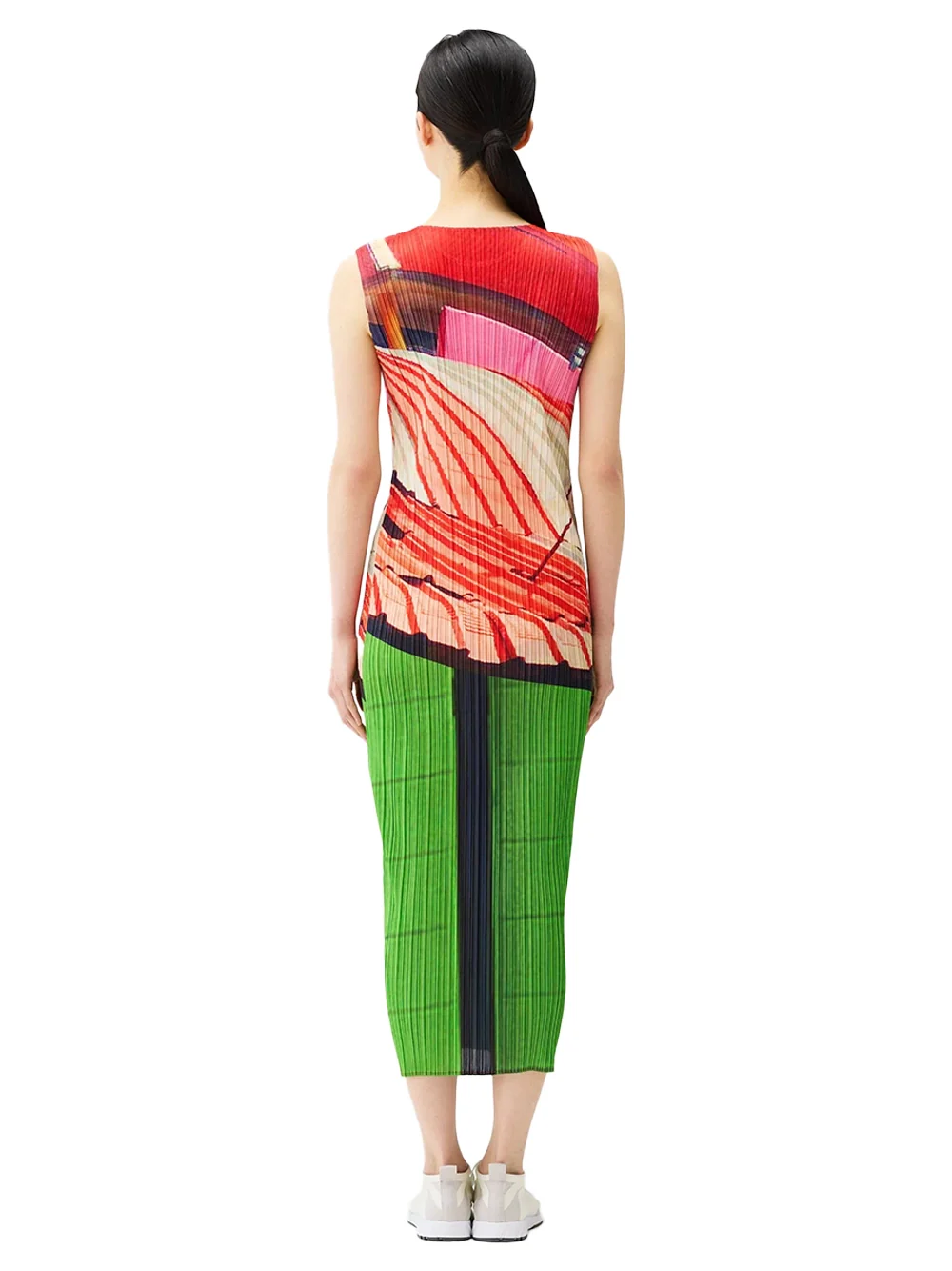 Issey Miyake Pleats Please Dress Red/Green - Image 4