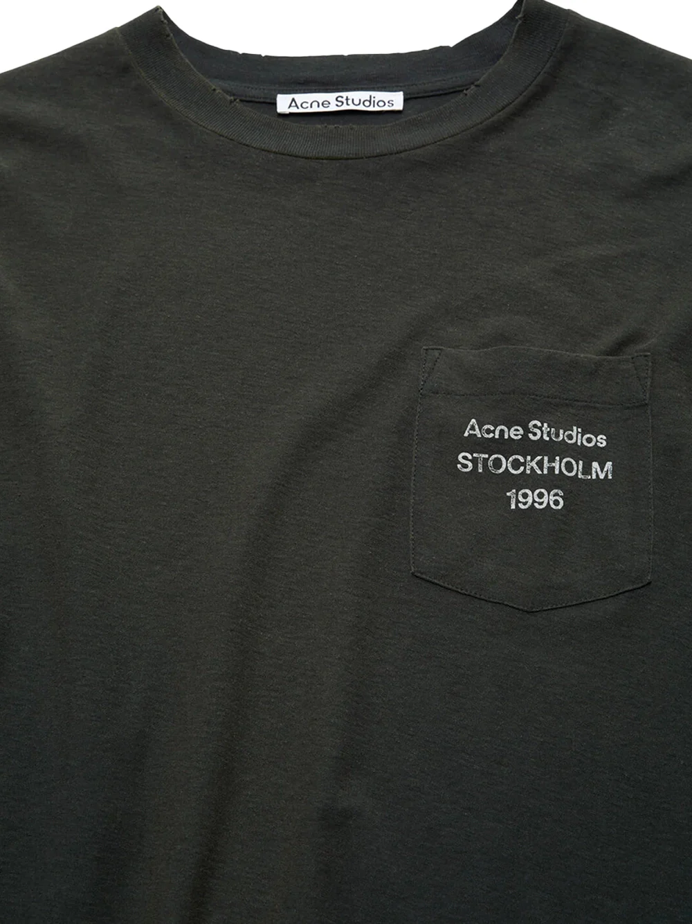 Acne Studios Unisex 1996 Logo Pocket T-Shirt Faded Black - Image 6