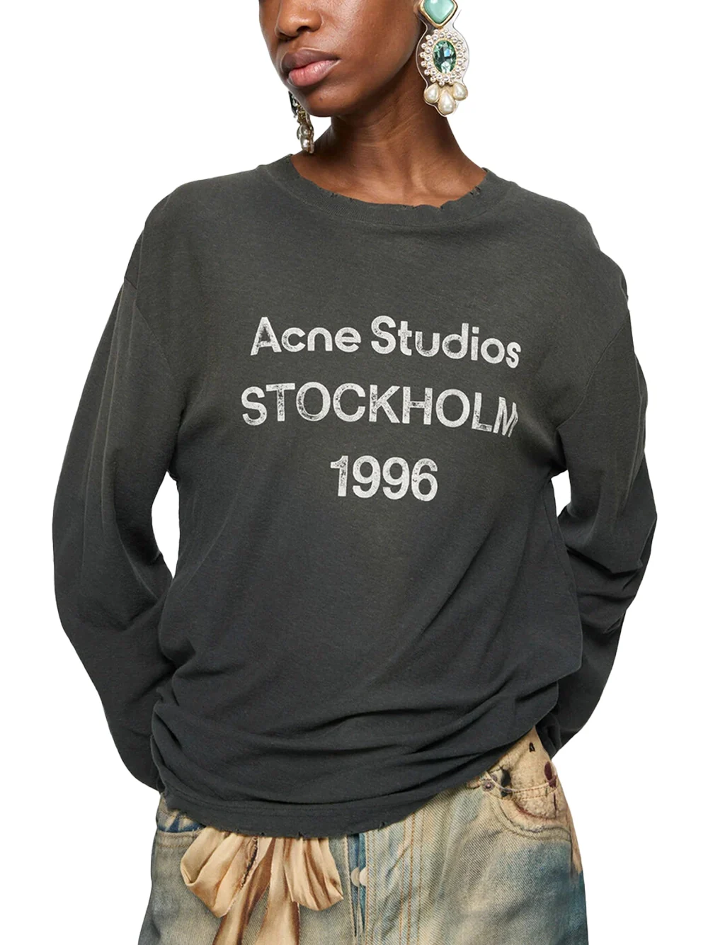 Acne Studios Unisex 1996 Logo T-Shirt Faded Black - Image 4