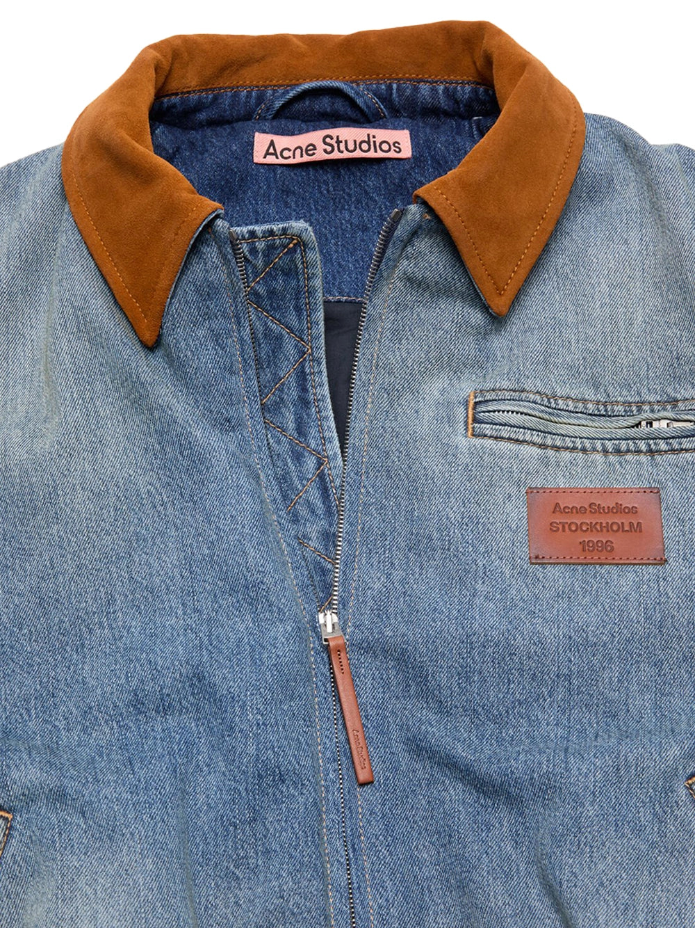 Acne Studios Women Denim Bomber Jacket Mid Blue - Image 3