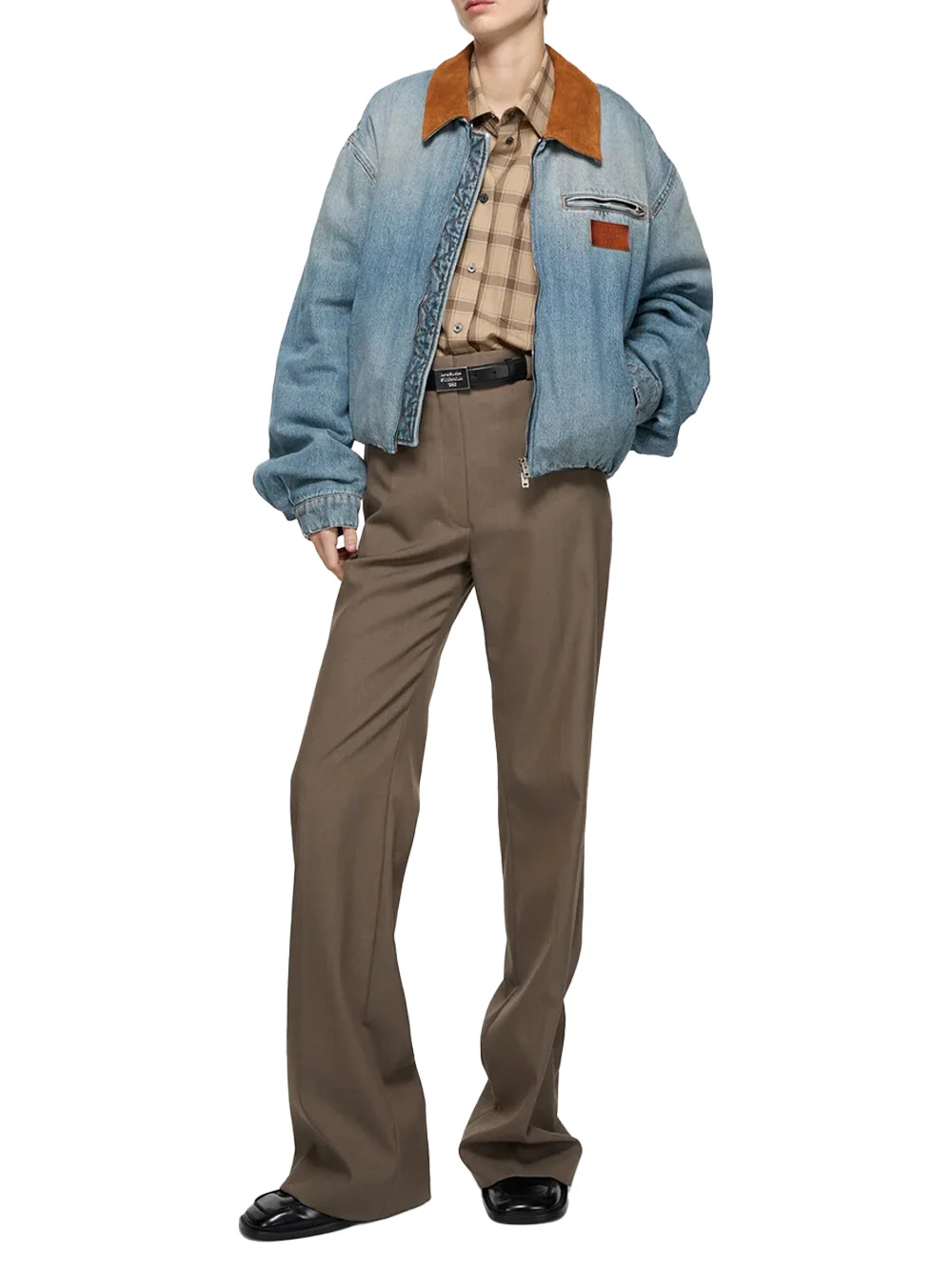 Acne Studios Women Denim Bomber Jacket Mid Blue - Image 4