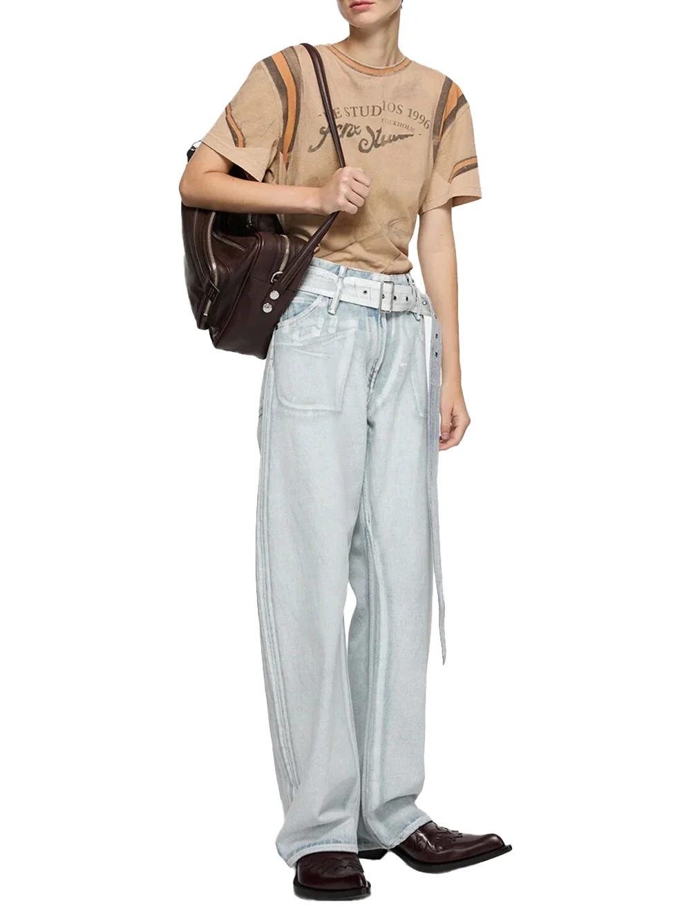 Acne Studios Women Graphic T-Shirt Sand Beige - Image 2
