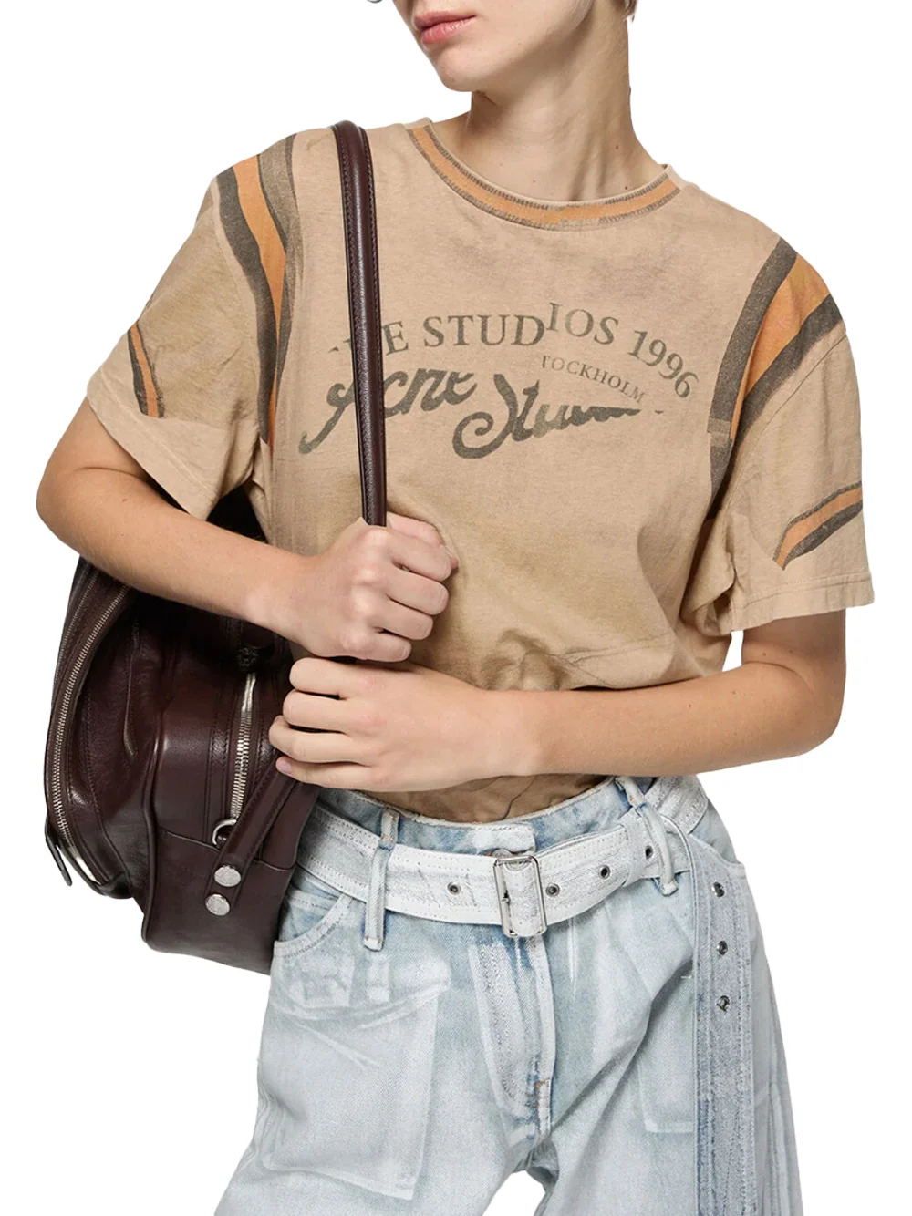 Acne Studios Women Graphic T-Shirt Sand Beige - Image 3