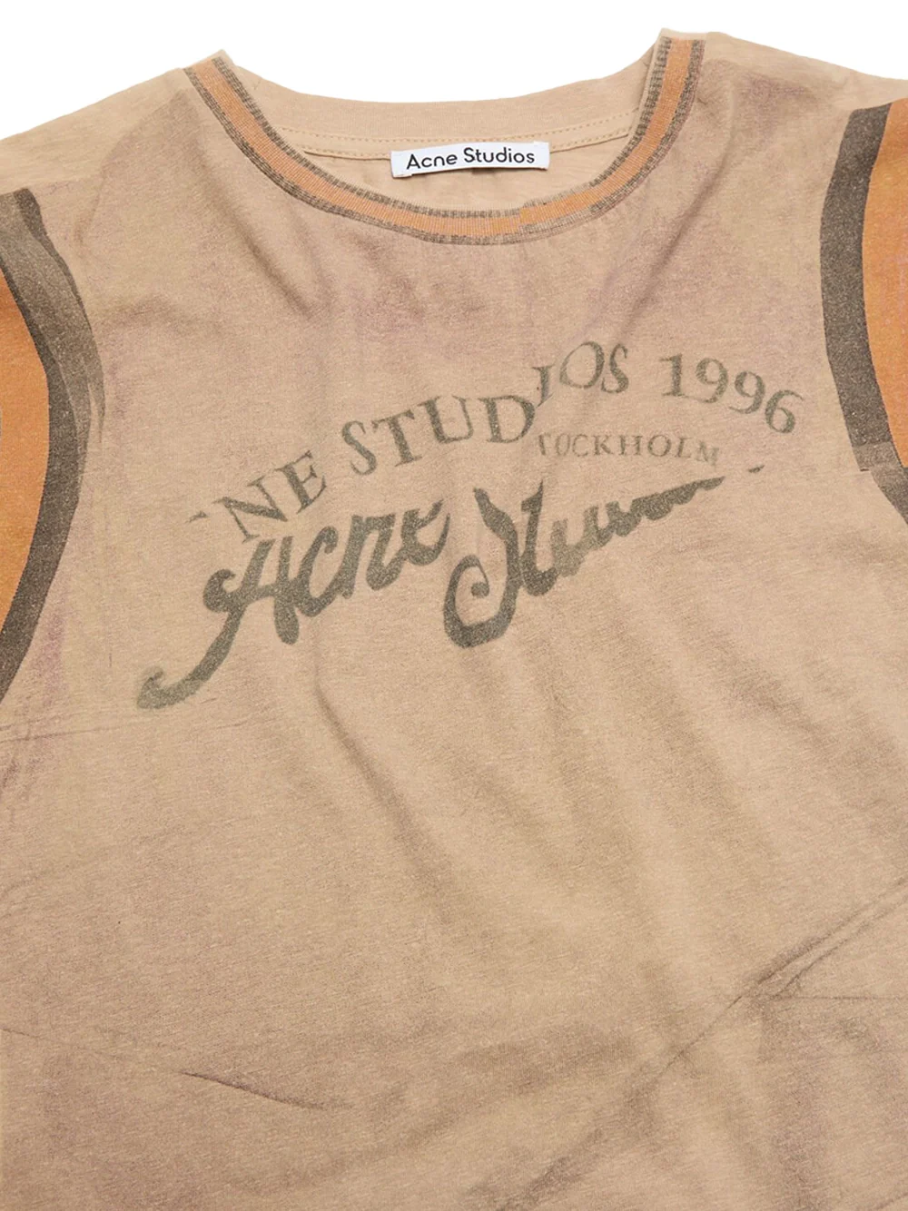 Acne Studios Women Graphic T-Shirt Sand Beige - Image 4