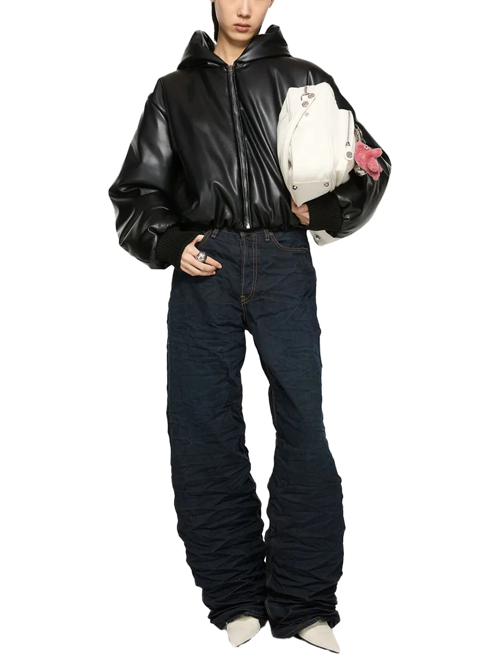 Acne Studios Women Hooded Faux Jacket Black - Image 4