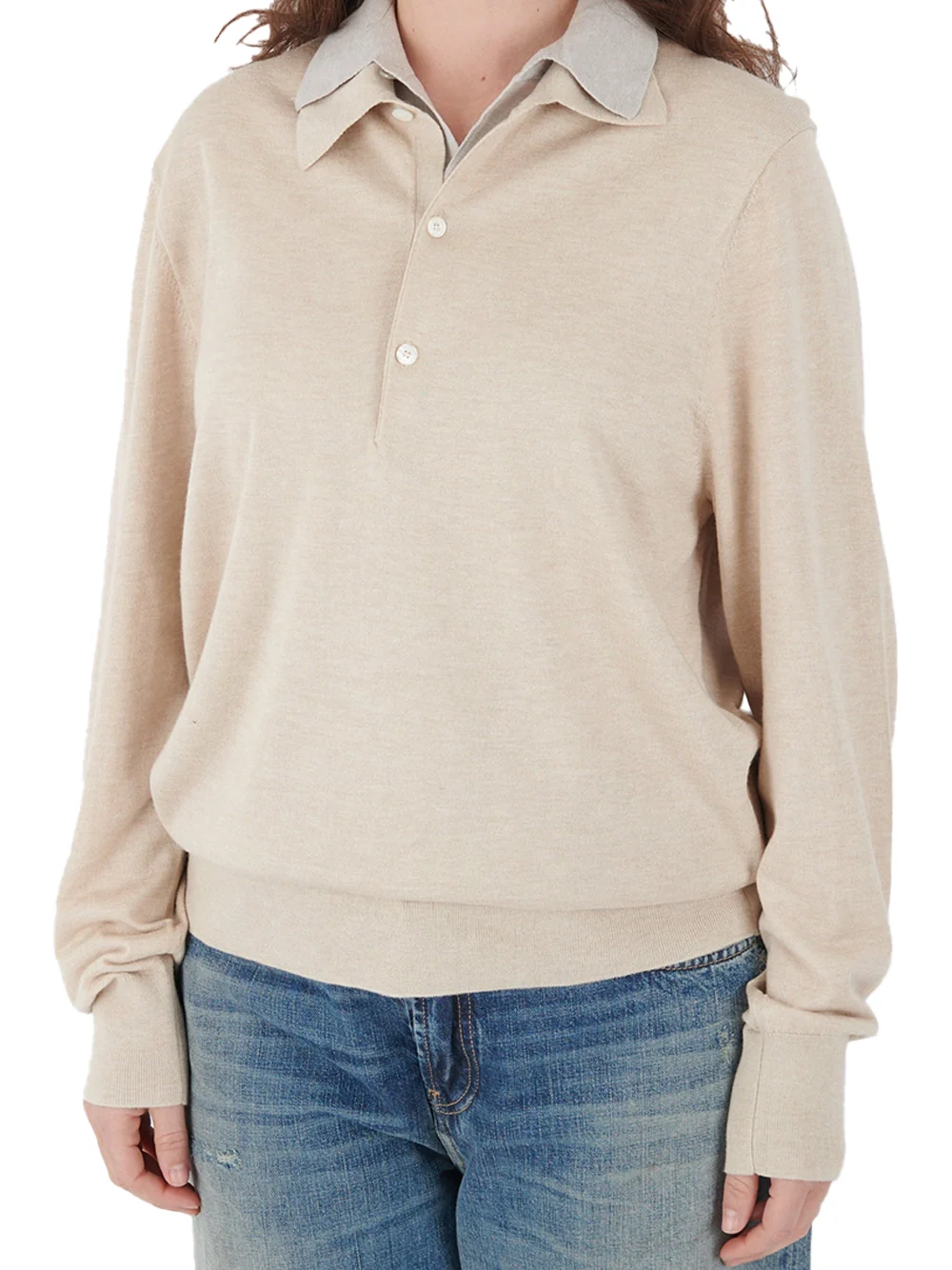 Acne Studios Women Layered Jumper Beige Grey - Image 4