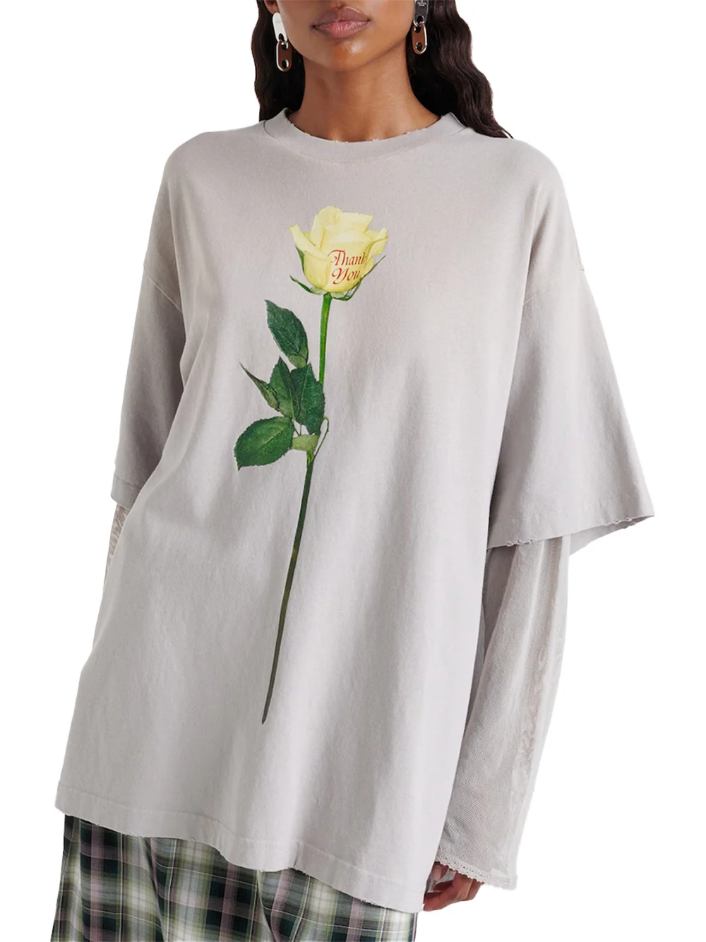 Acne Studios Women Layered T-Shirt Light Grey - Image 3
