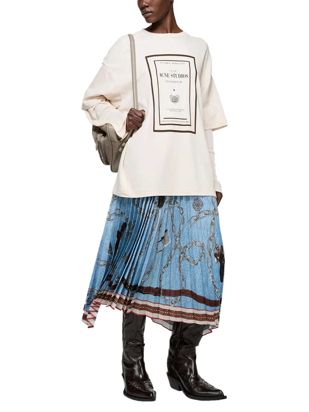 Acne Studios Women Layered T-Shirt Warm Beige - Image 5