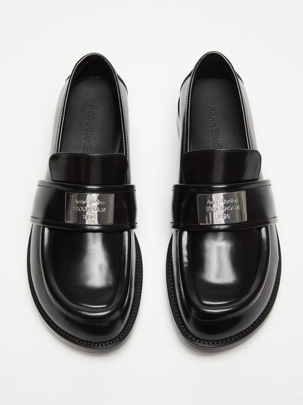Acne Studios Unisex Leather Loafers Black - Image 3
