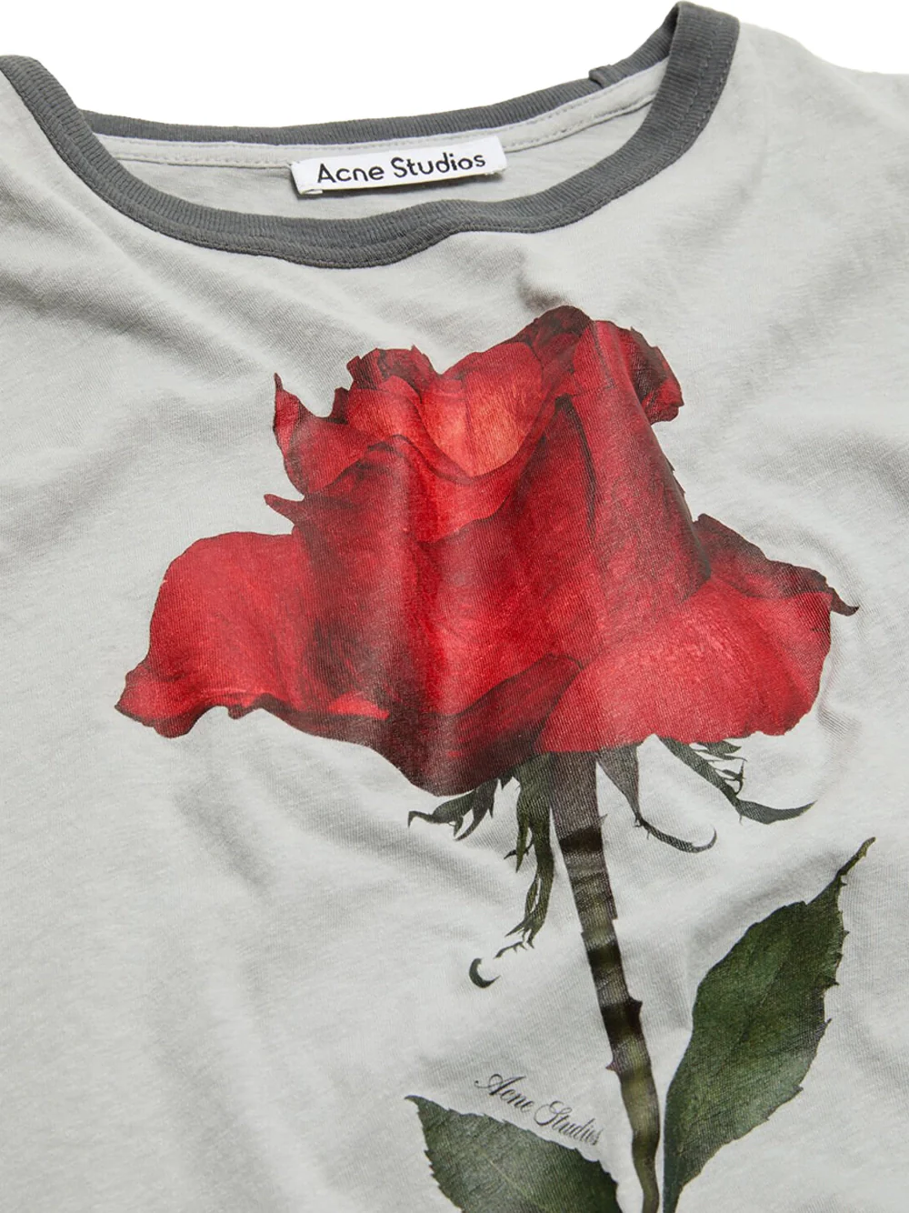 Acne Studios Women Graphic Rose T-Shirt Grey Red - Image 3