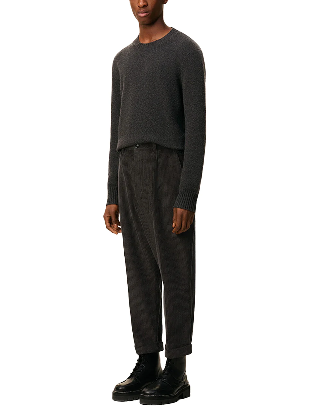 Ami Paris Cotton Carrot Oversized Trousers Anthracite - Image 3