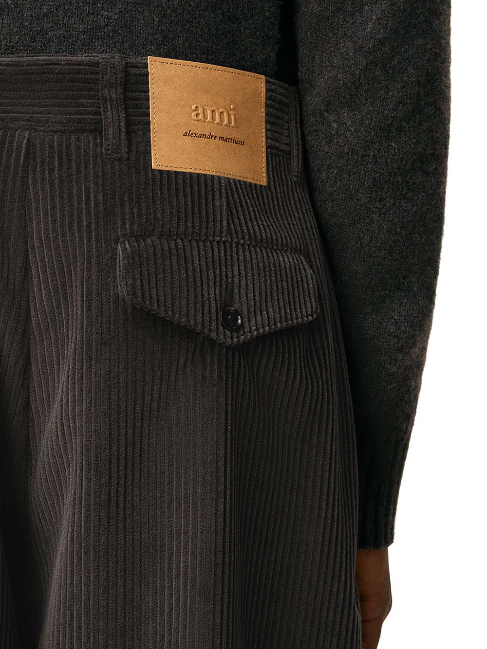 Ami Paris Cotton Carrot Oversized Trousers Anthracite - Image 4