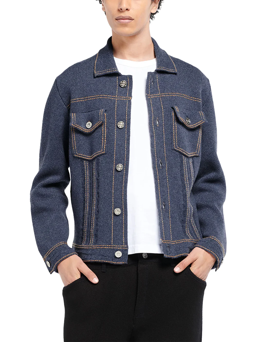 Barrie denim cashmere cotton jacket Blue - Image 3