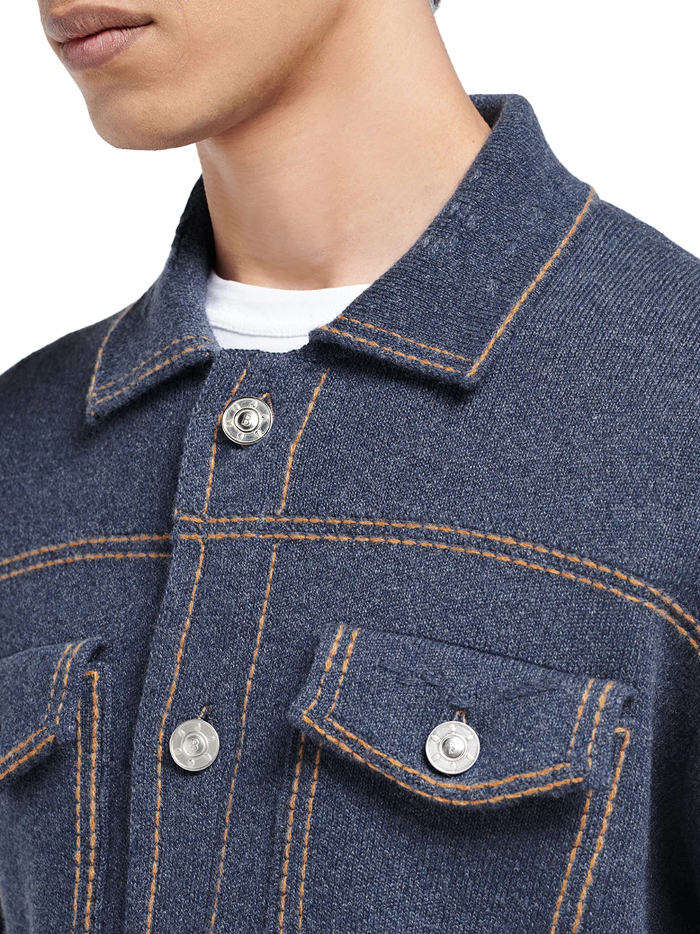 Barrie denim cashmere cotton jacket Blue - Image 4