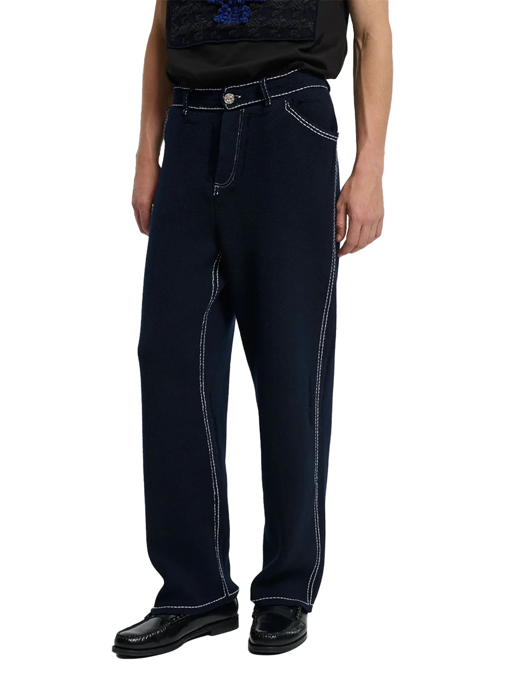 Barrie cashmere cotton denim trousers Navy - Image 3