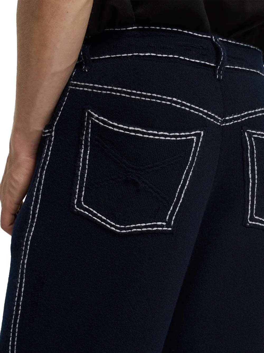 Barrie cashmere cotton denim trousers Navy - Image 4