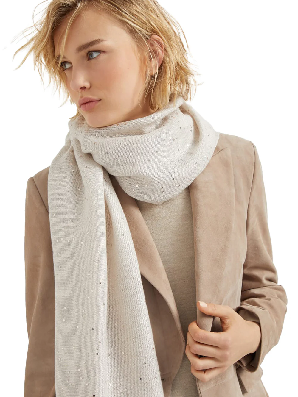 Brunello Cucinelli Women cashmere and silk diamond yarn scarf - Image 4