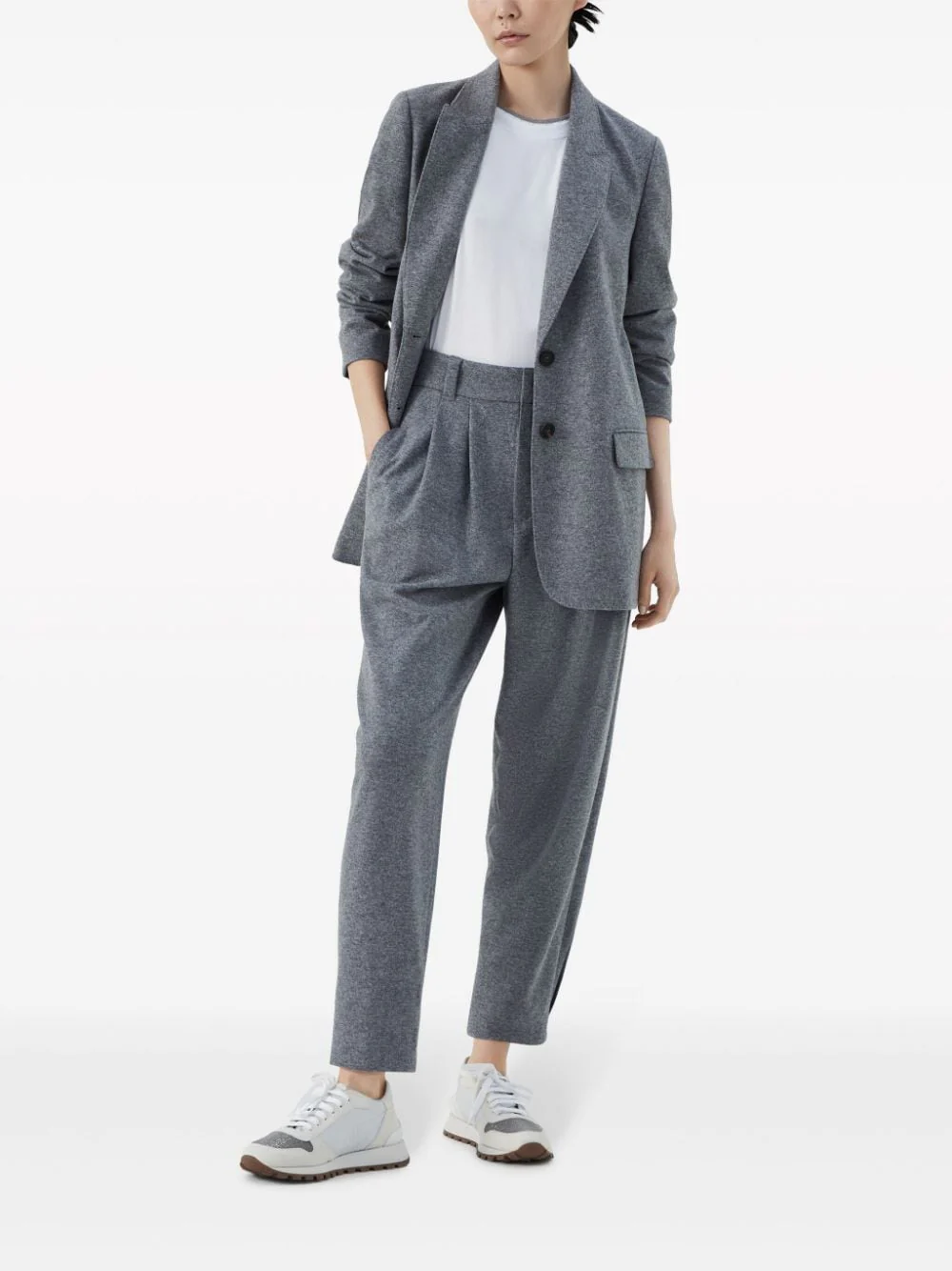 Brunello Cucinelli Women Contrast Layered T-Shirt White - Image 4