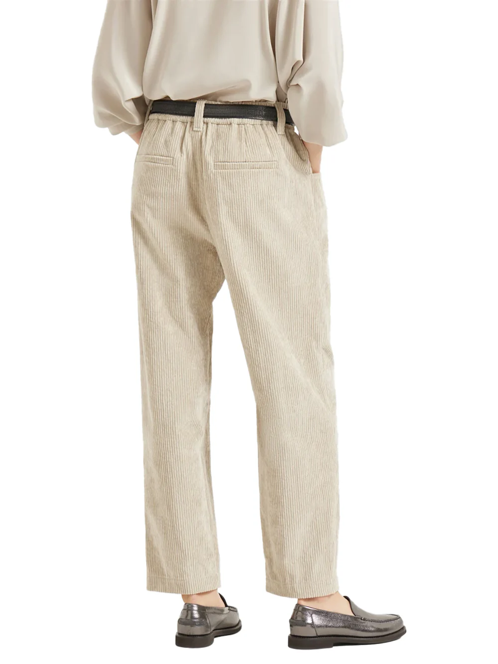 Brunello Cucinelli Women corduroy trousers Cool beige - Image 4