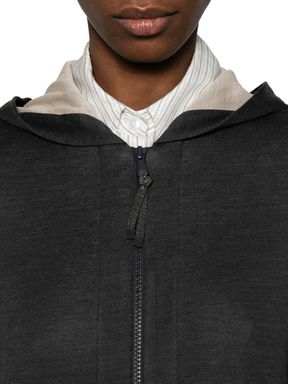 Brunello Cucinelli Hooded Sweatshirt Grey - Image 4