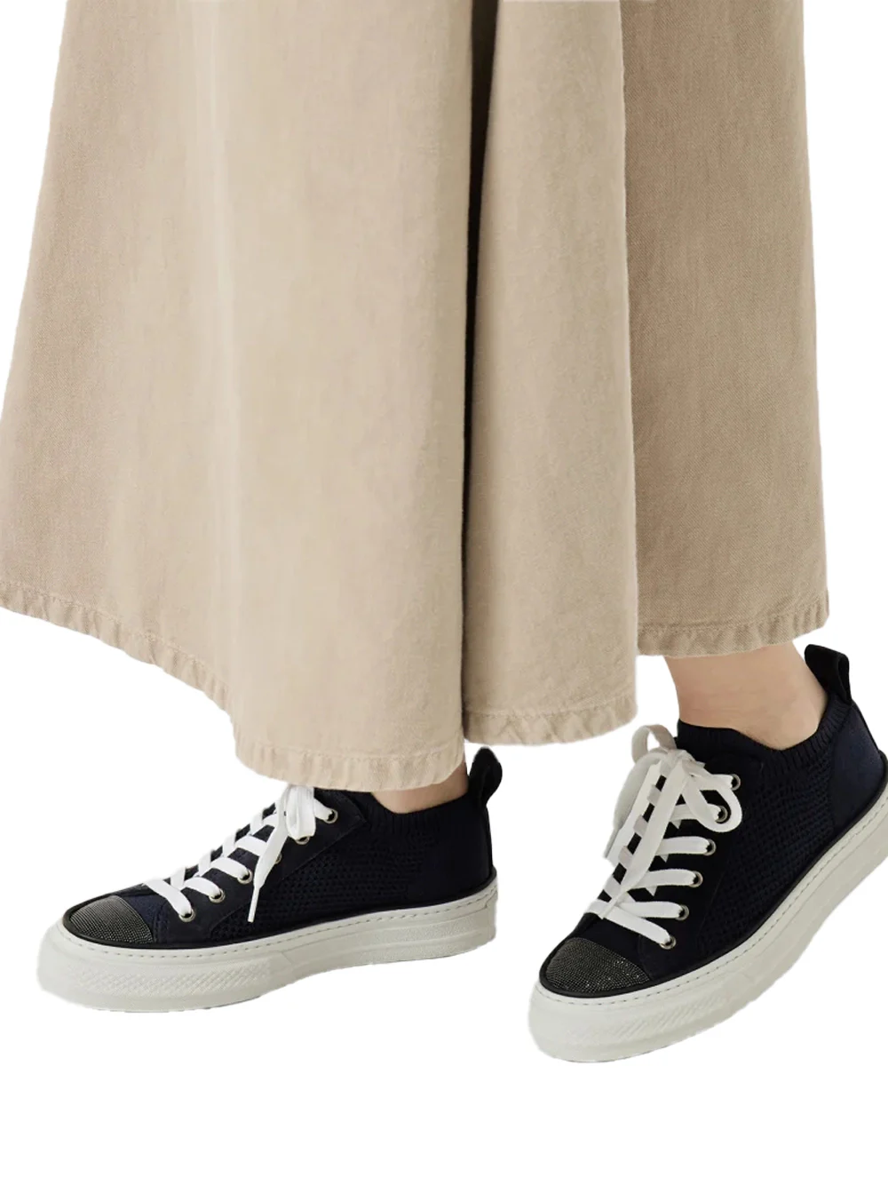 Brunello Cucinelli Cotton Knit Sneakers Blue - Image 3