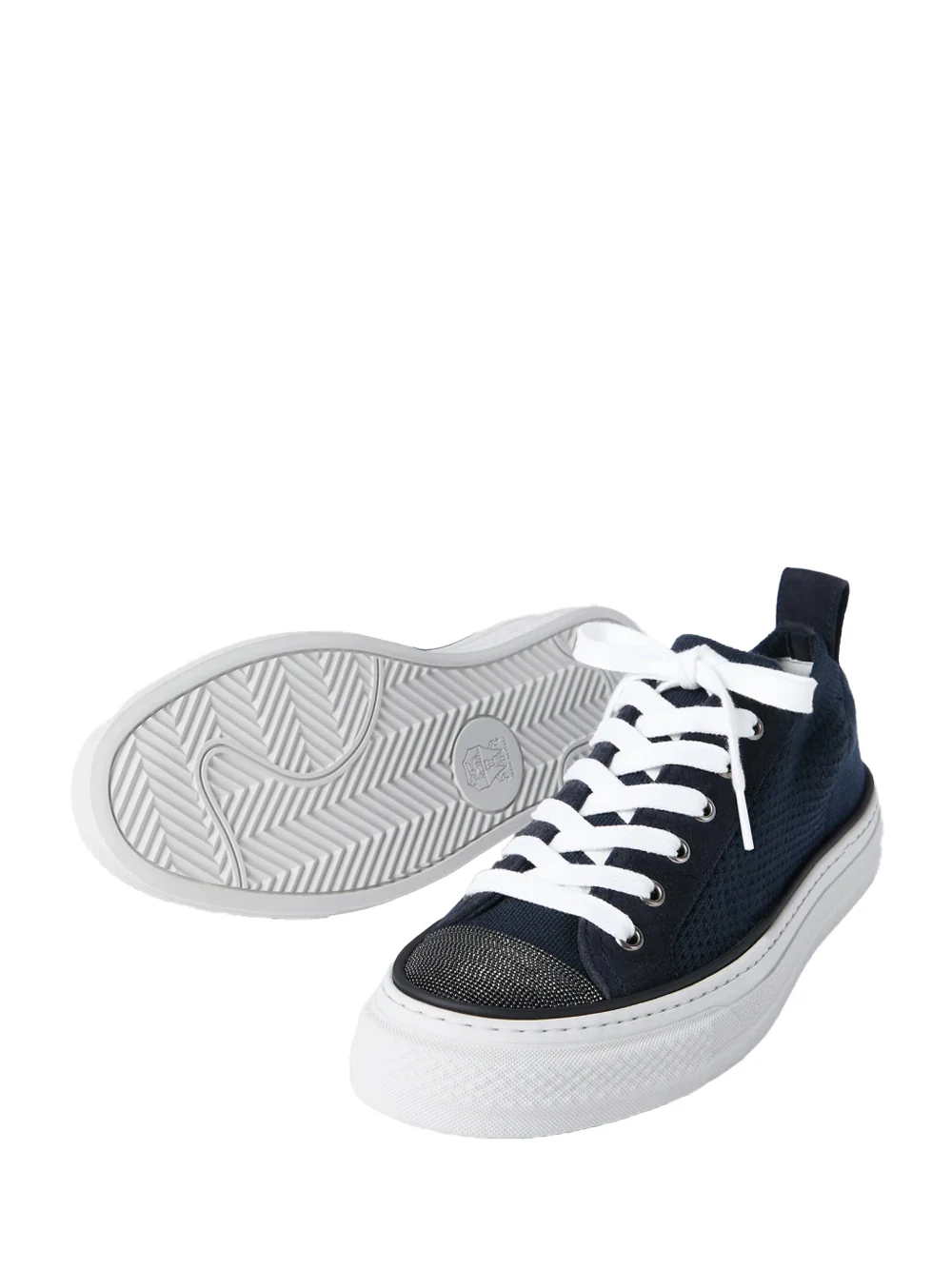 Brunello Cucinelli Cotton Knit Sneakers Blue - Image 5