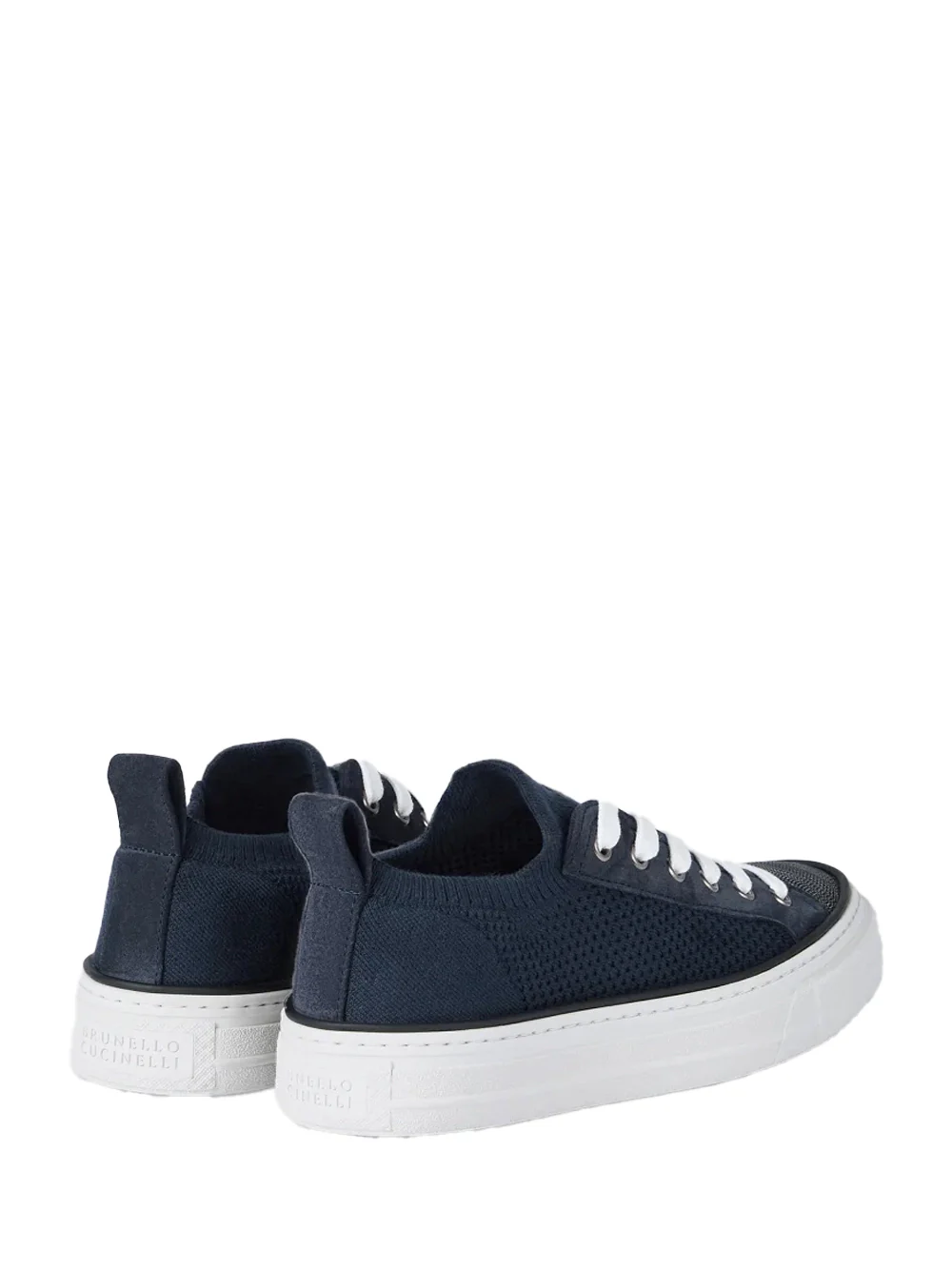 Brunello Cucinelli Cotton Knit Sneakers Blue - Image 6