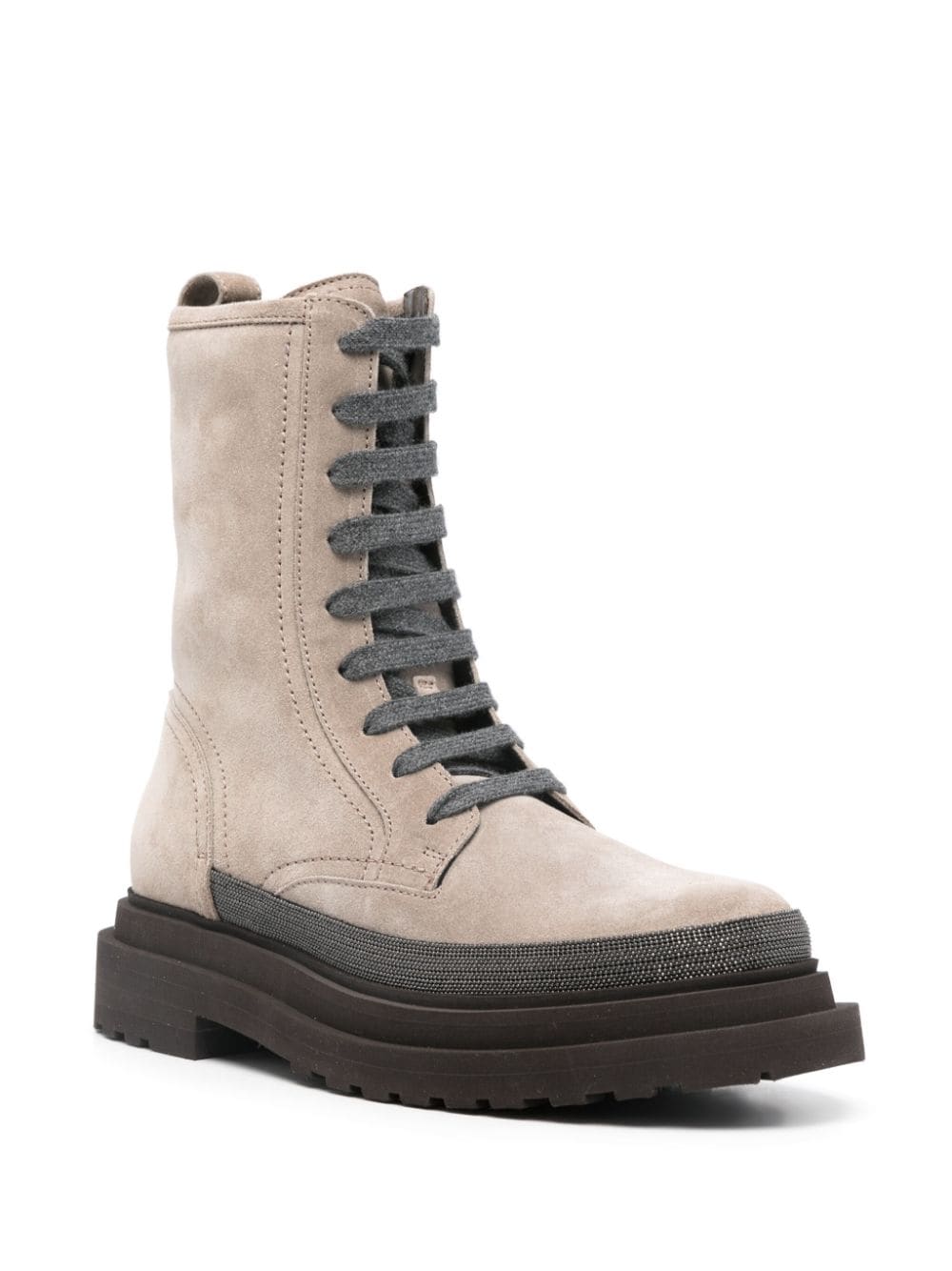 Brunello Cucinelli Women Monili Suede Boots Beige - Image 3