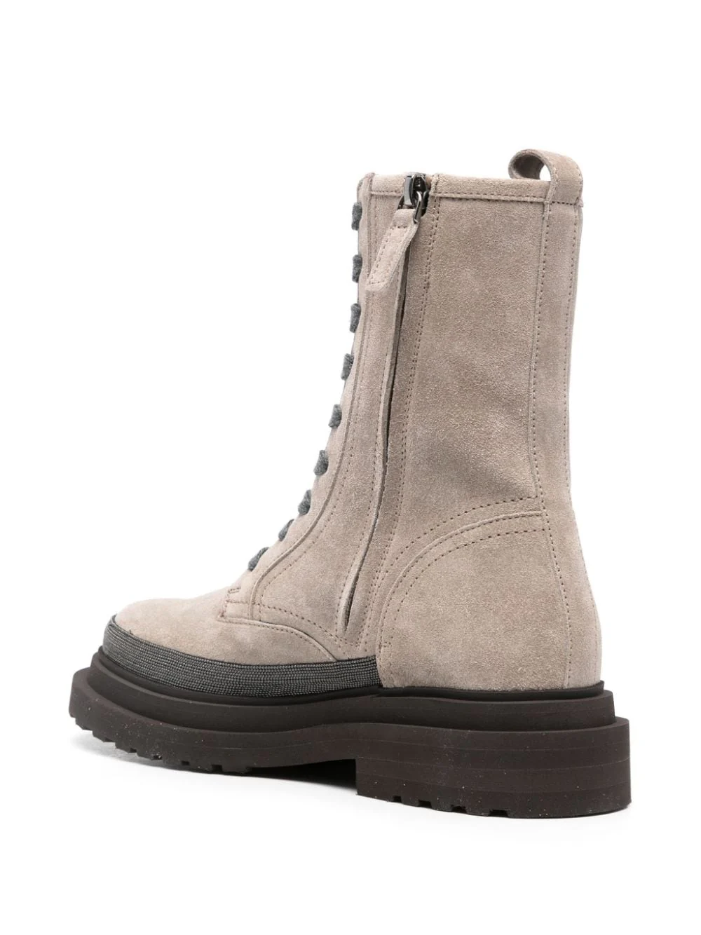 Brunello Cucinelli Women Monili Suede Boots Beige - Image 4