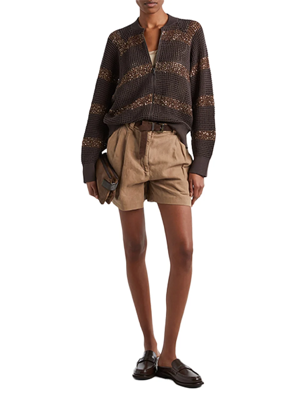 Brunello Cucinelli Net Cardigan Brown - Image 2