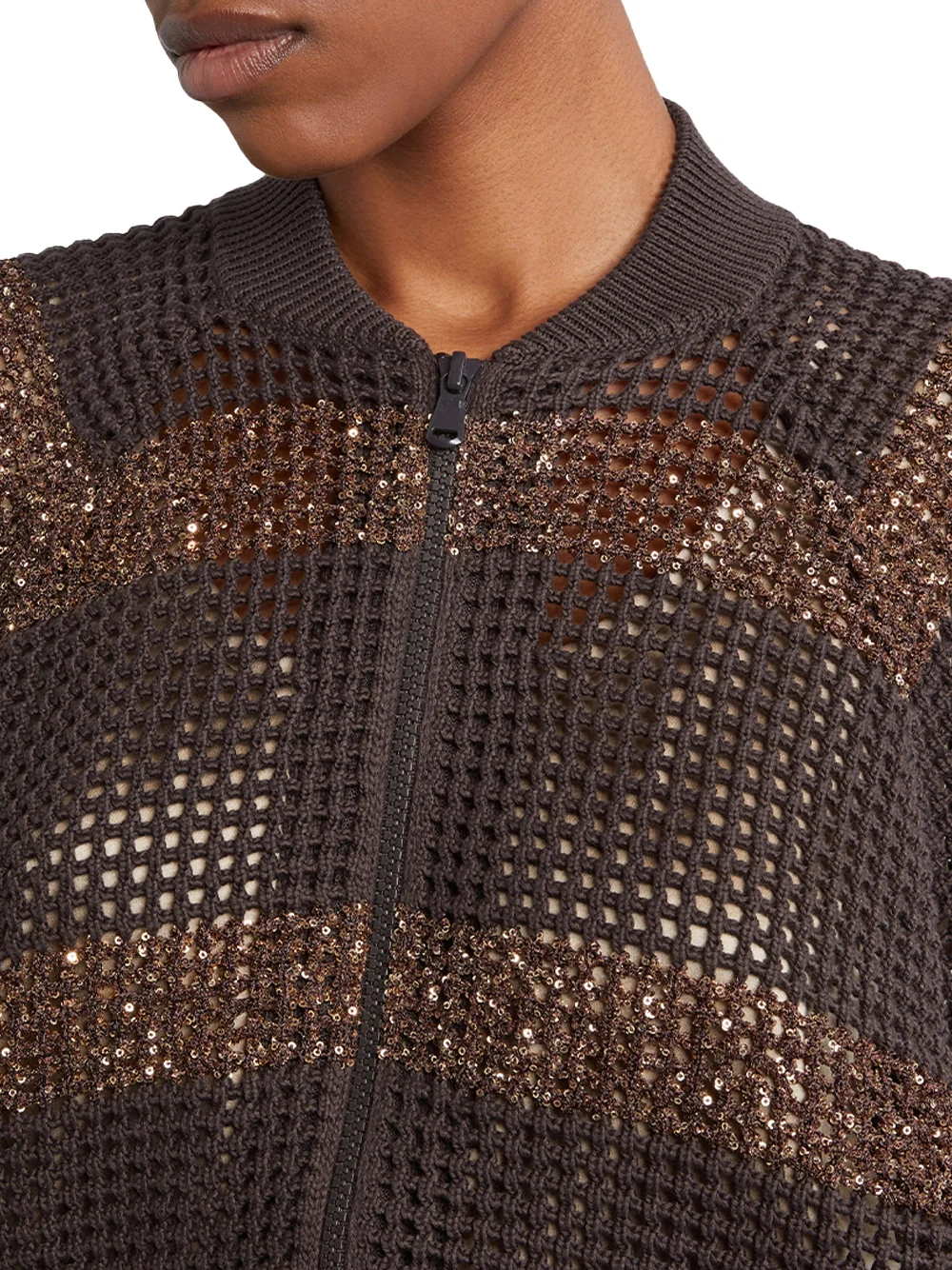 Brunello Cucinelli Net Cardigan Brown - Image 4