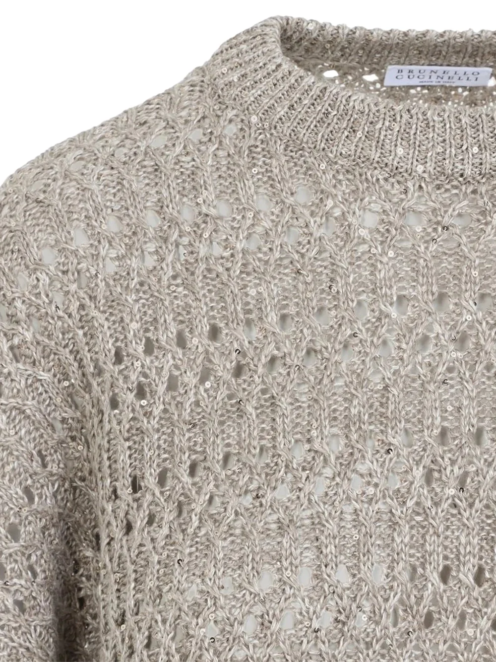 Brunello Cucinelli Open Knit Sweater Taupe - Image 3