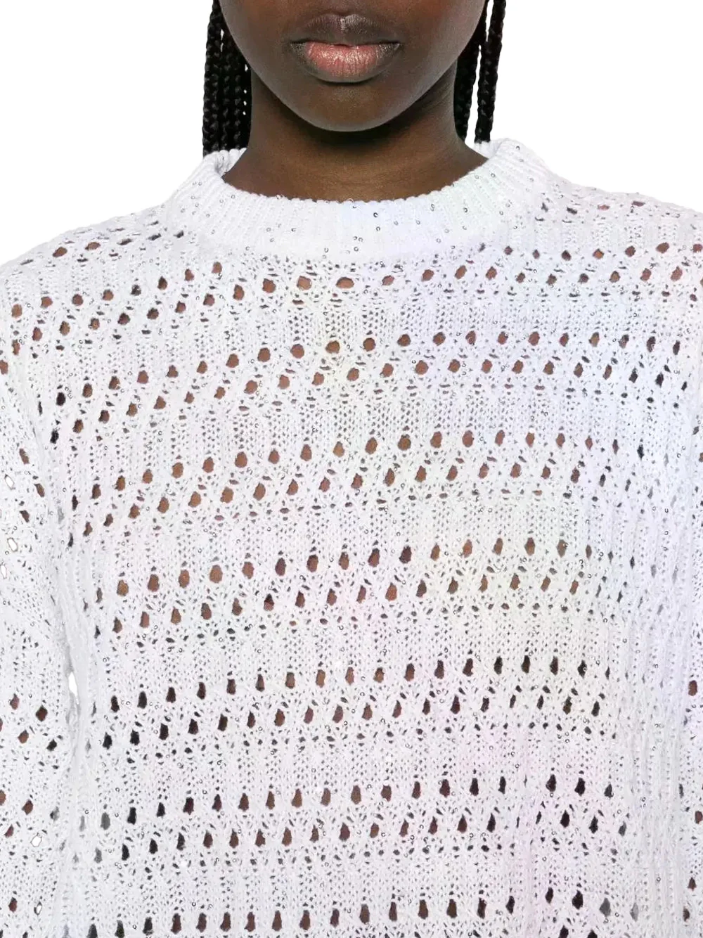 Brunello Cucinelli Open Knit Sweater White - Image 3