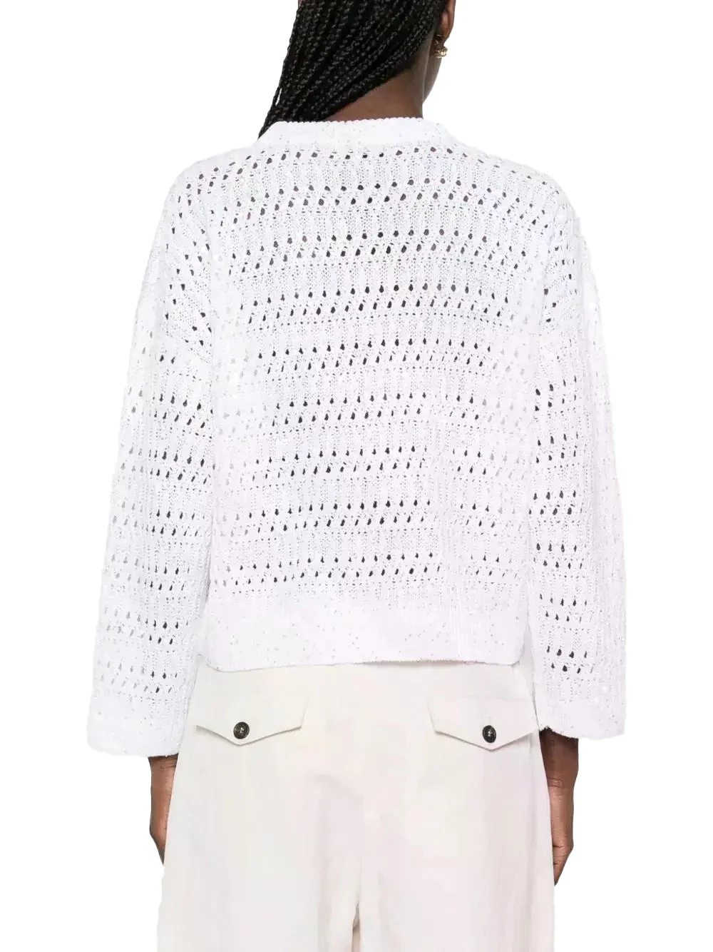 Brunello Cucinelli Open Knit Sweater White - Image 5
