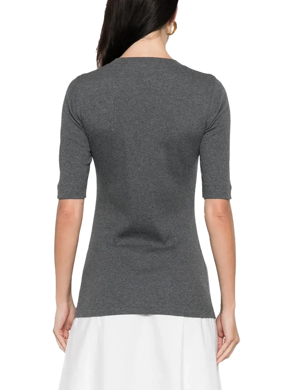 Brunello Cucinelli V-neck Embellished T-shirt Grey - Image 4