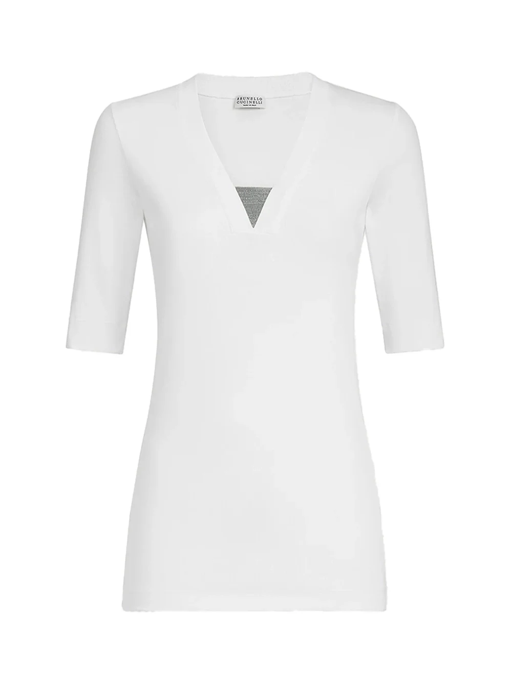 Brunello Cucinelli V-neck Embellished T-shirt White
