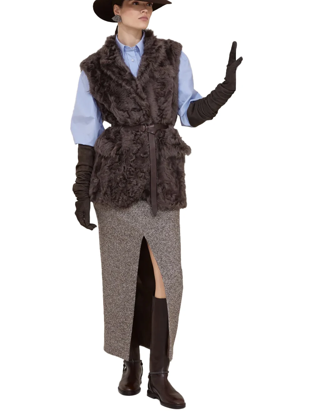 Brunello Cucinelli Women shearling vest Rust brown - Image 3