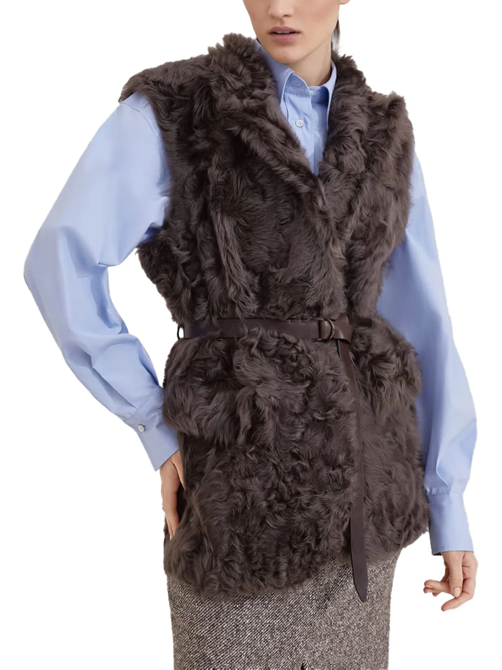 Brunello Cucinelli Women shearling vest Rust brown - Image 5