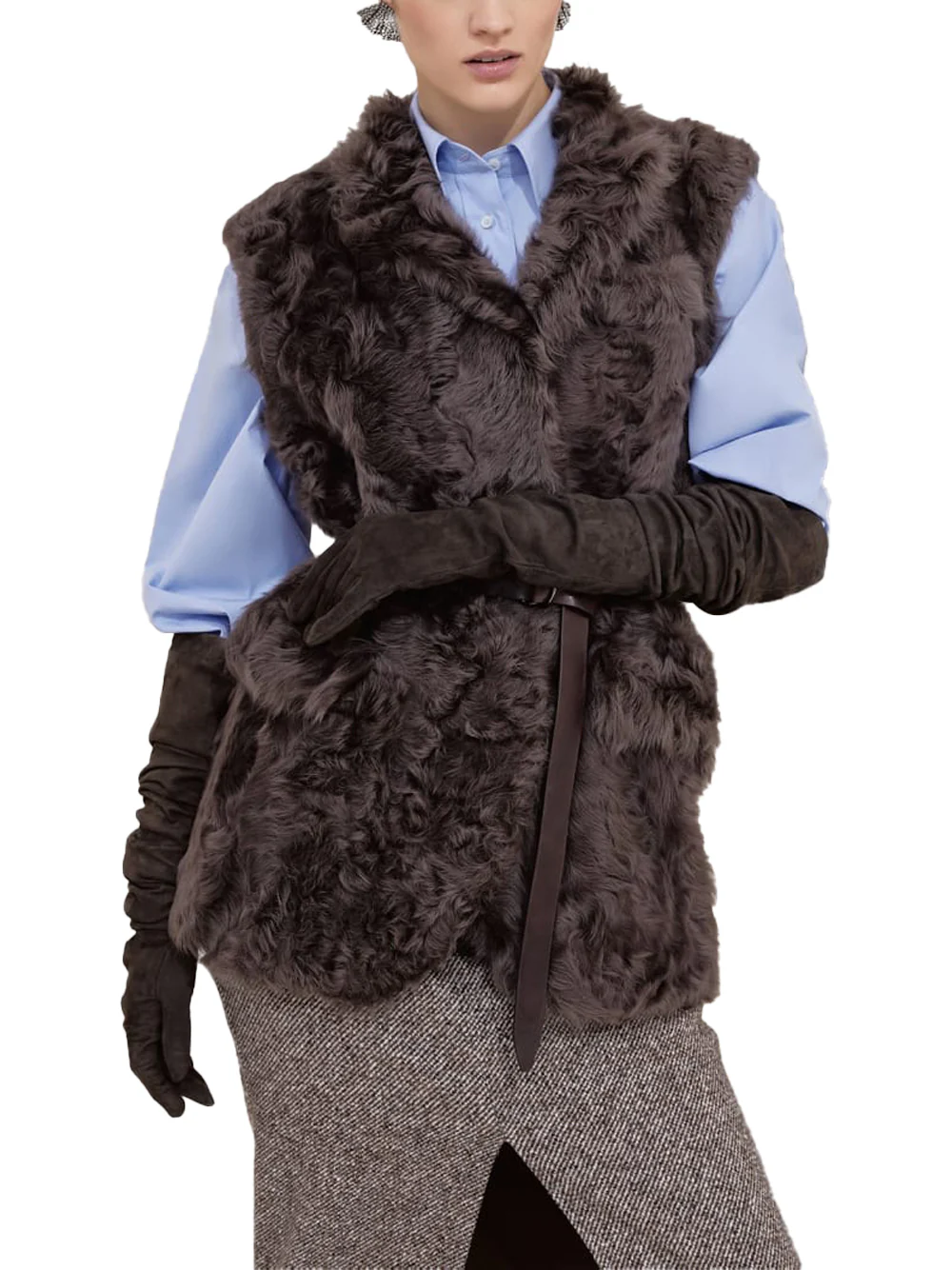 Brunello Cucinelli Women shearling vest Rust brown - Image 8
