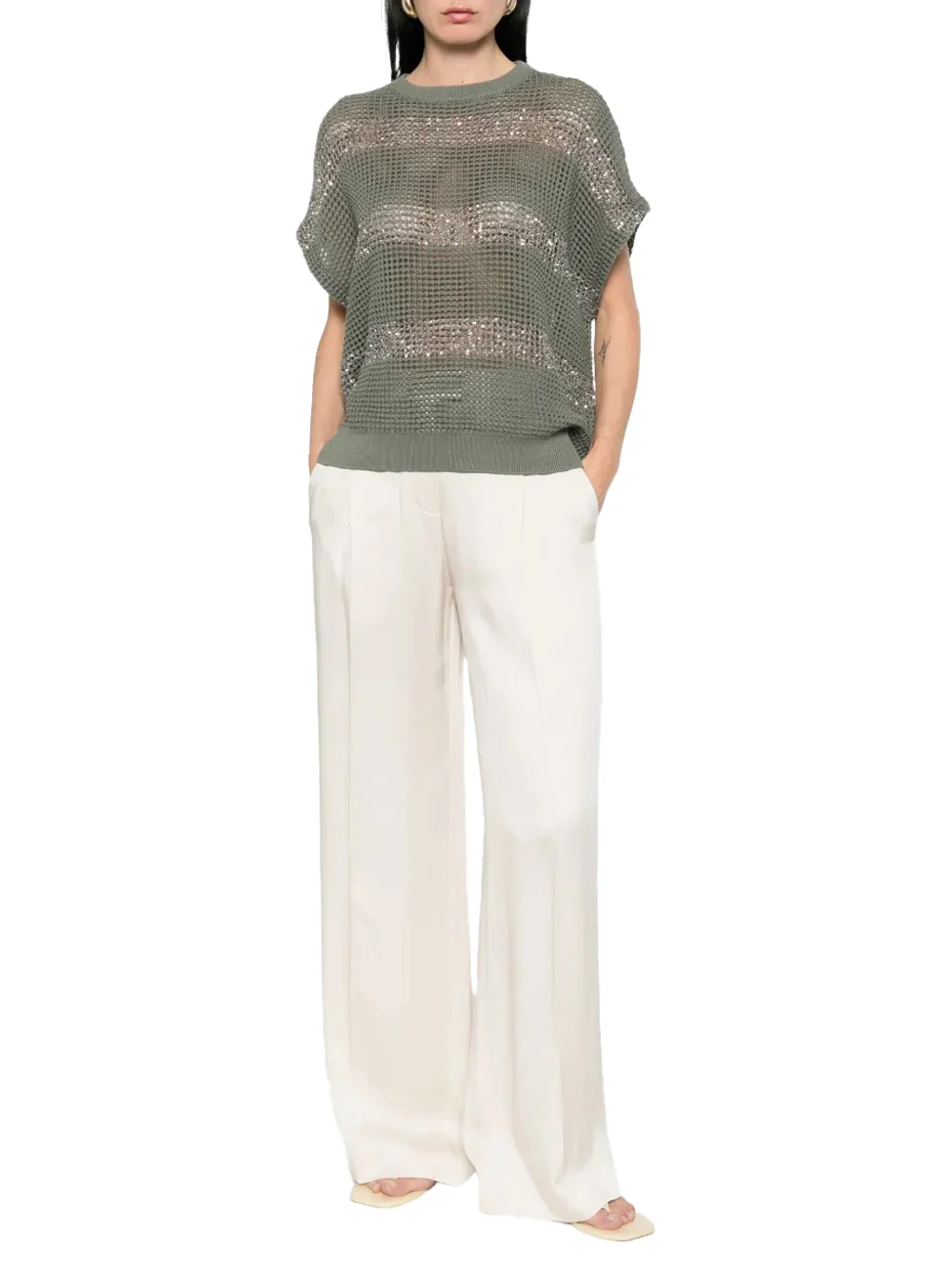 Brunello Cucinelli Short Sleeve Sweater Green - Image 2