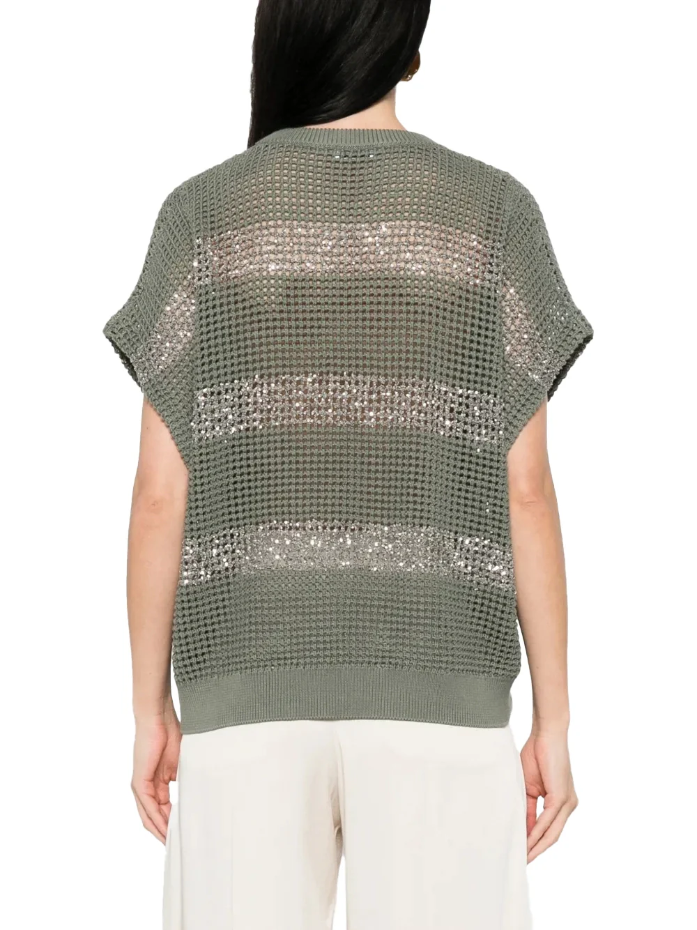 Brunello Cucinelli Short Sleeve Sweater Green - Image 5