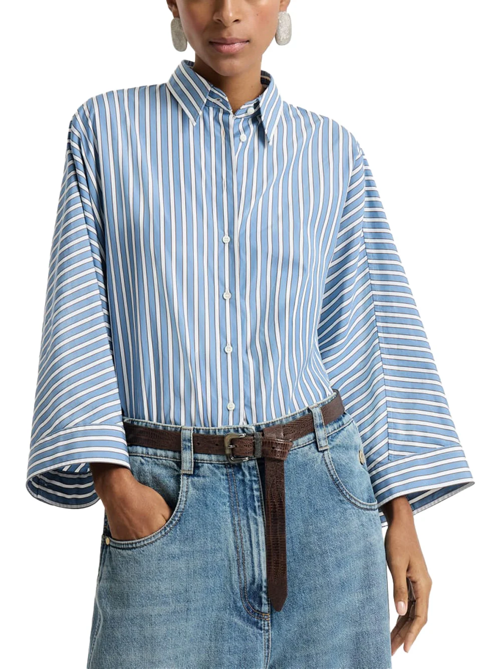 Brunello Cucinelli Stripe Shirt Azure - Image 4