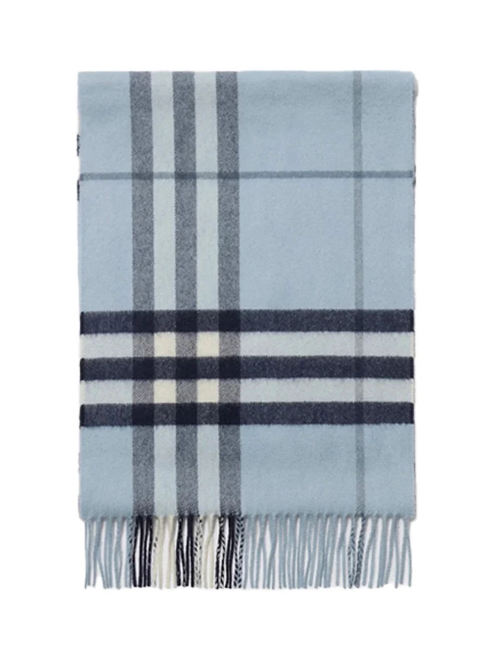 Burberry Check Cashmere Scarf Bank Blue - Image 5