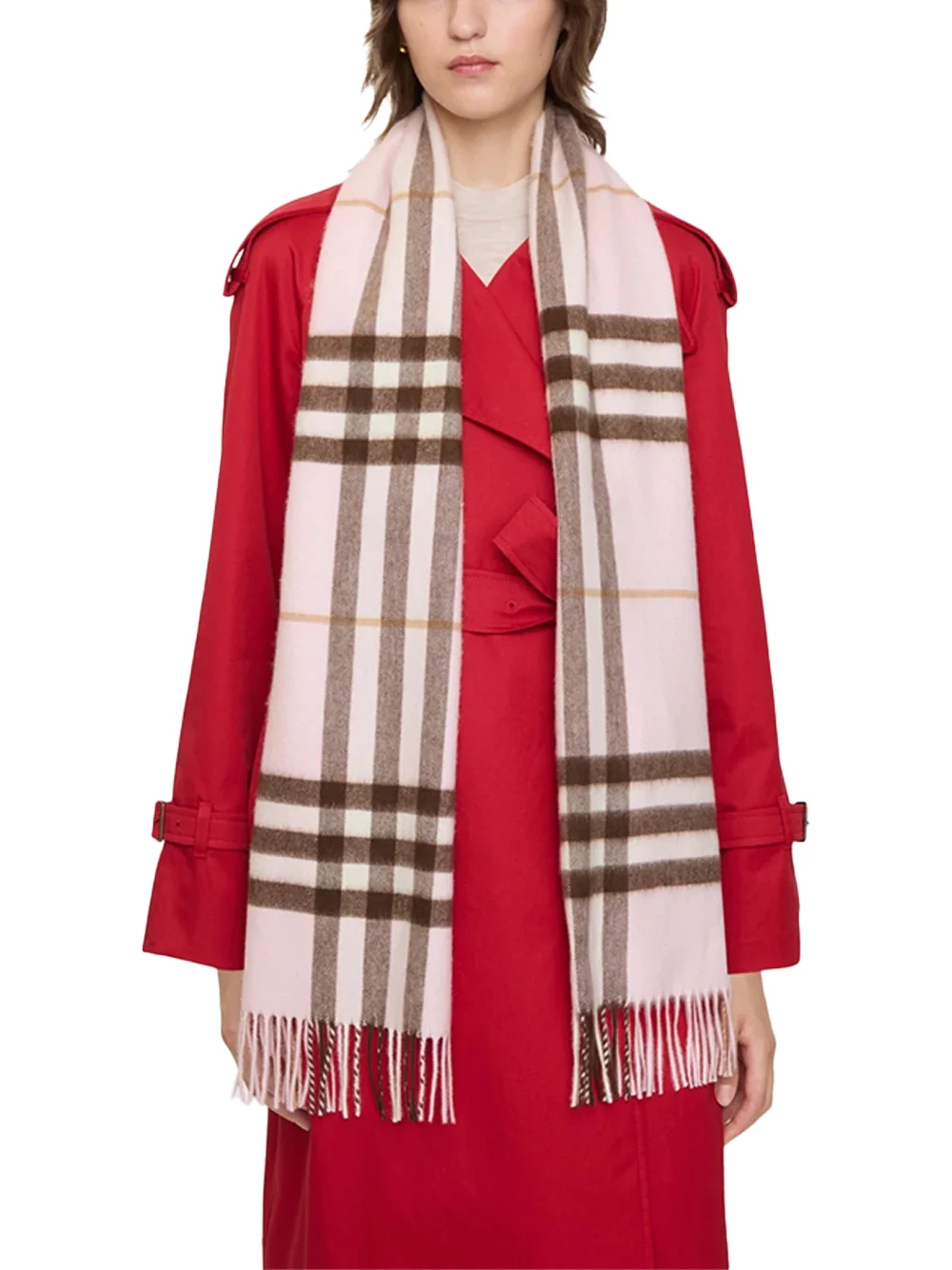 Burberry Check Cashmere Scarf Pink - Image 3