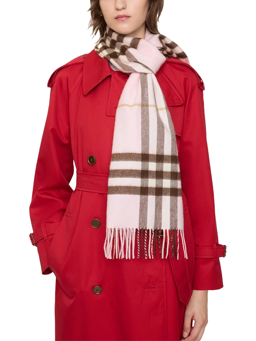 Burberry Check Cashmere Scarf Pink - Image 4