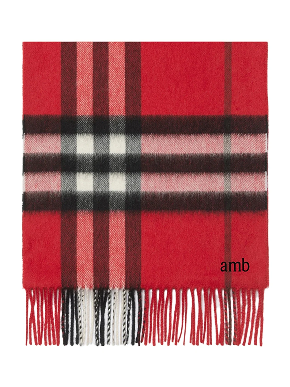 Burberry Check Cashmere Scarf Red - Image 5