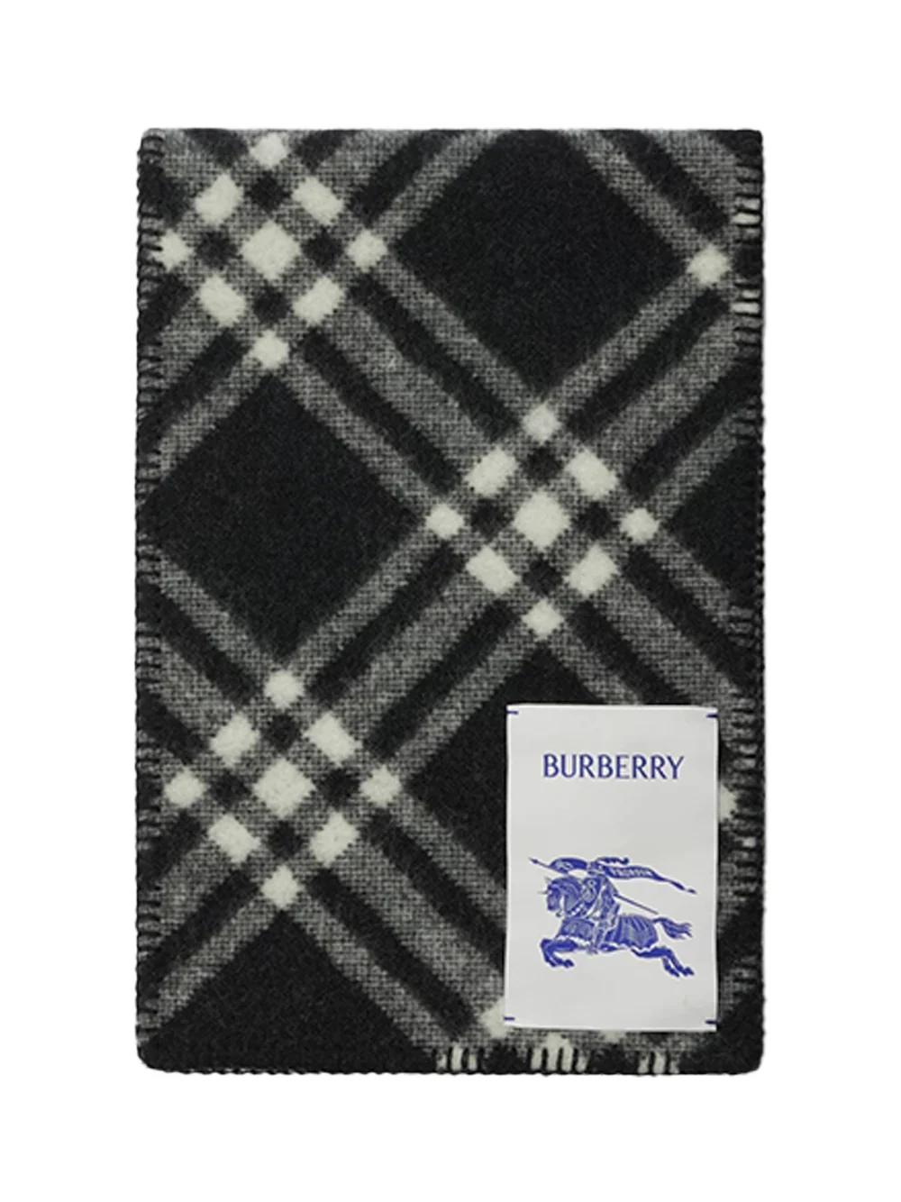 Burberry Scarf Check Wool B/W - Image 4