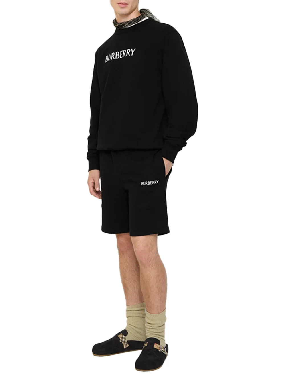 Burberry Men Logo Cotton Shorts Black - Image 2