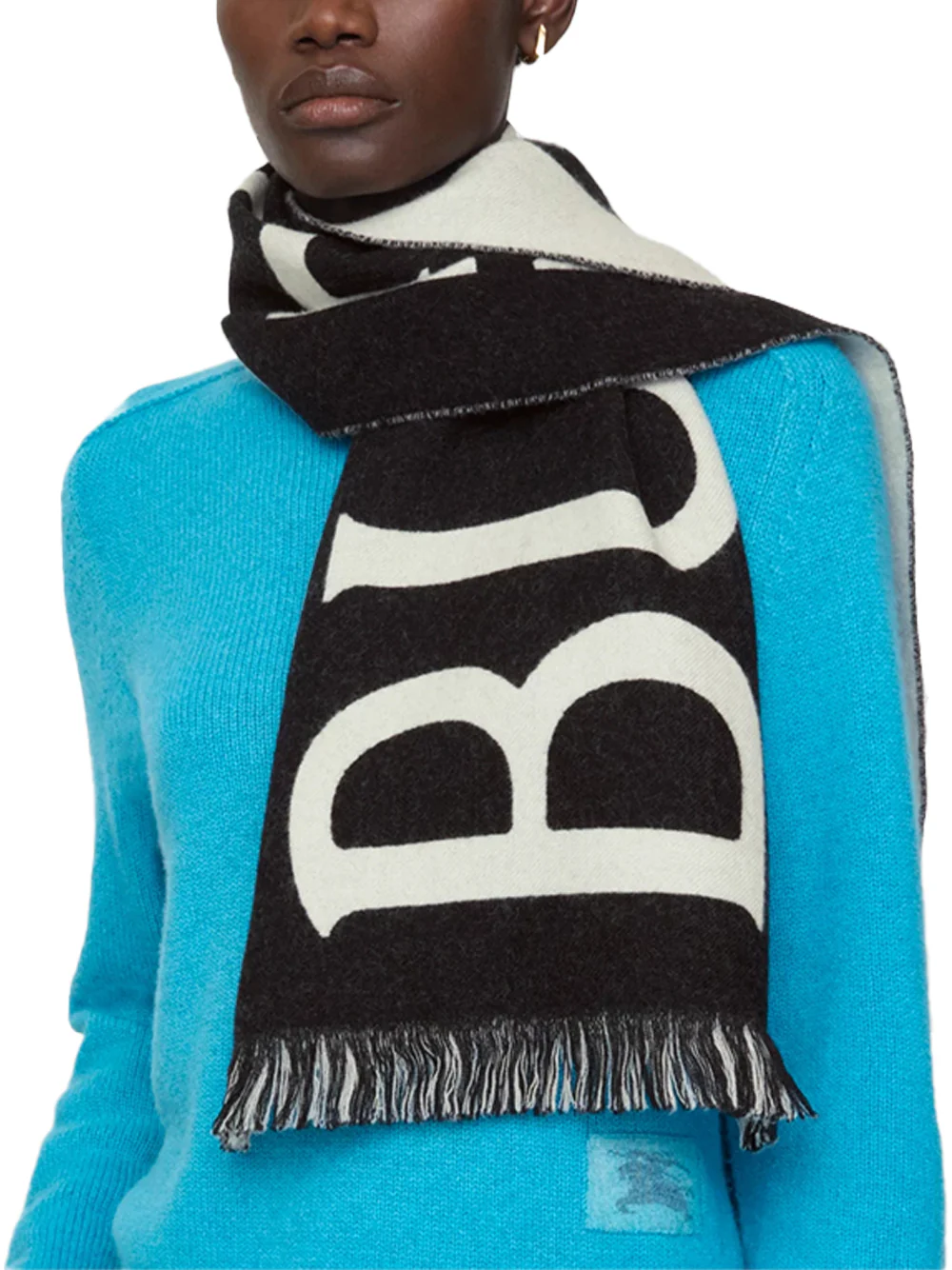 Burberry Logo Jacquard Scarf Black/Calico - Image 4